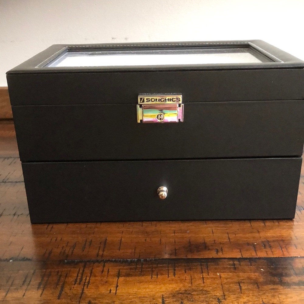 Songmics Black Watch and Jewelry Box NWOT